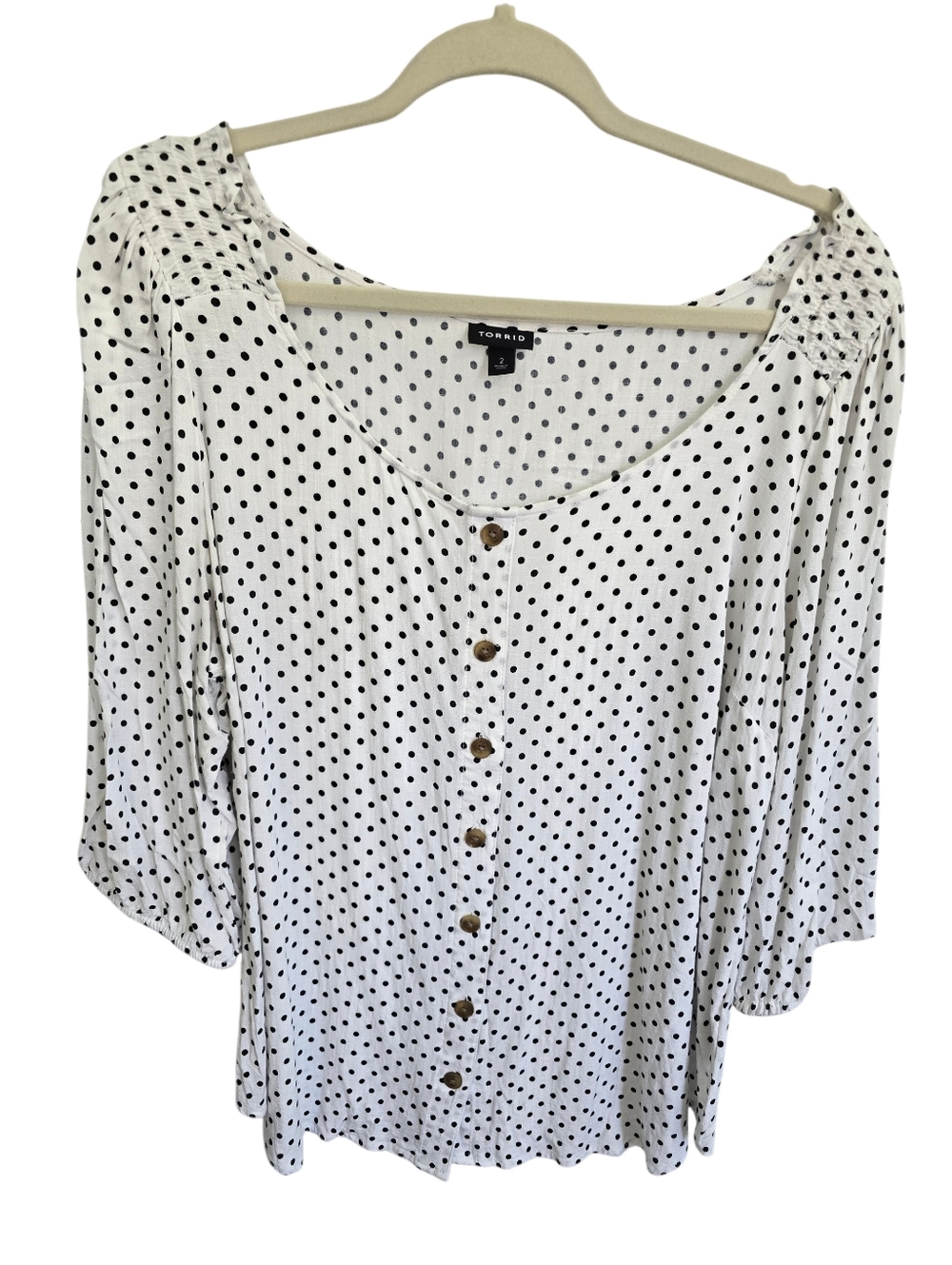 Torrid White with Black Polka Dot Blouse